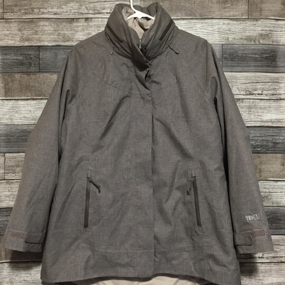 LL Bean Tek 3 In 1 Jacket Women’s L Petite Brown Cream Primaloft (Misses 295939) - Picture 4 of 15